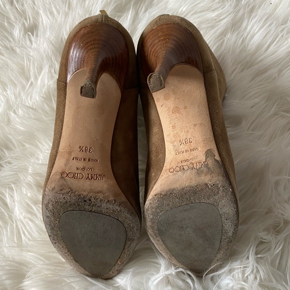 ❌SOLD-VINTED❌ Jimmy Choo Khaki Suede Heel Booties - Picture 6 of 7